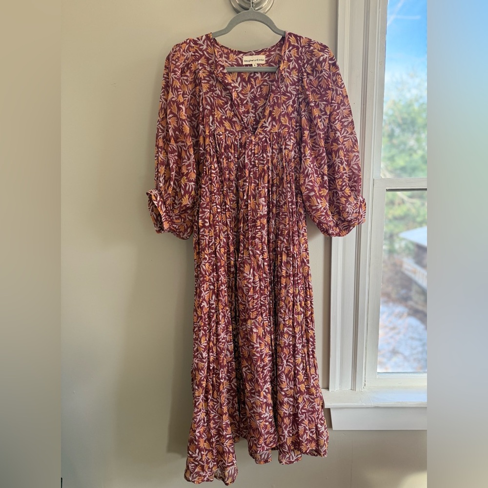 Daughters of India Floral Kyra Sumac Midi Dress - Picture 6 of 10